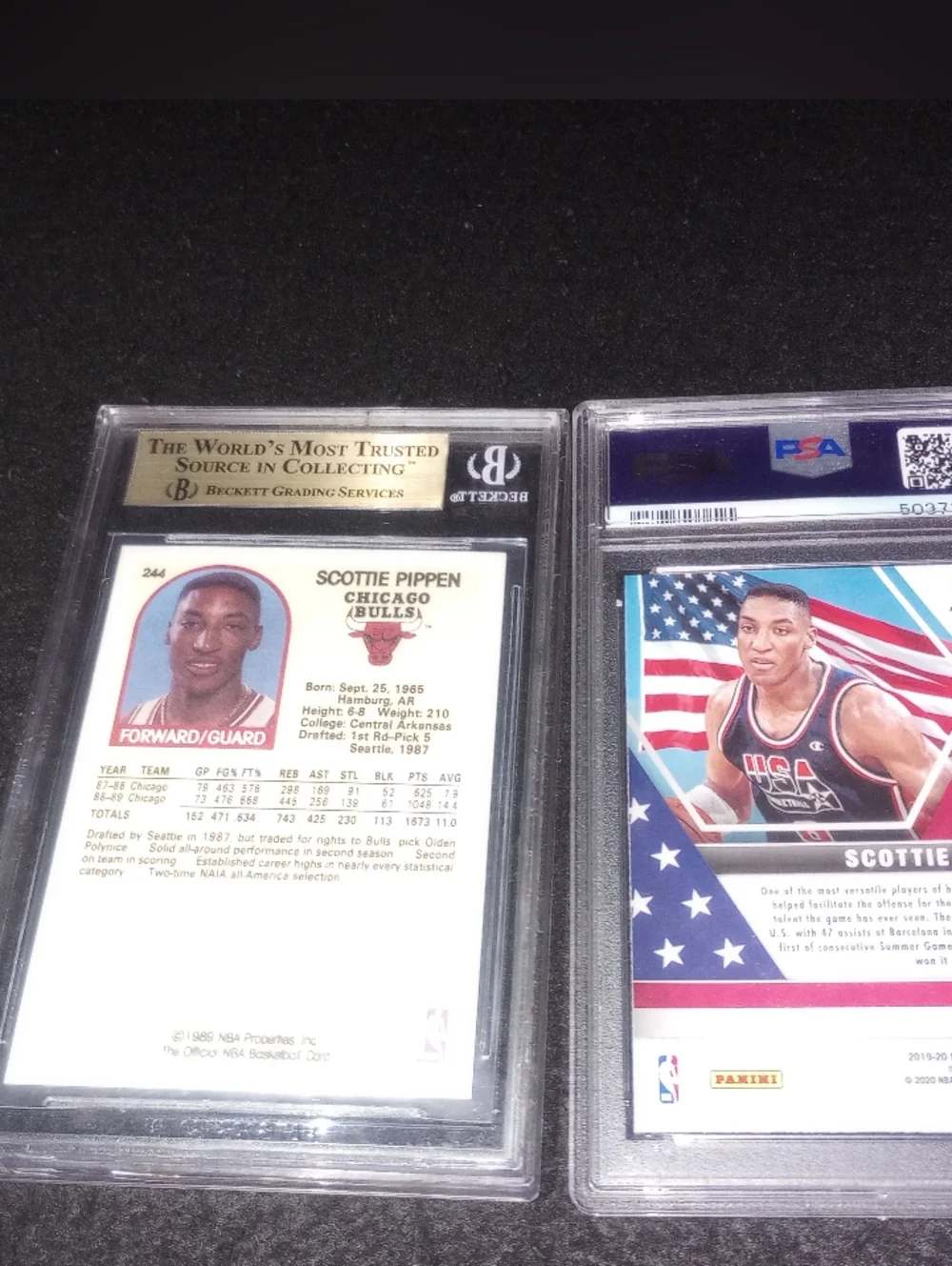 Scottie PIPPEN 2 Graded LOT 1989-90 BGS 9.5 + PSA 10 2019 Panini Mosaic Blue - Picture 5 of 6
